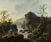 Jean-Baptiste Pillement A Mountainous River Landscape painting